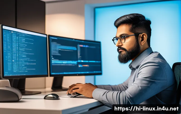 리눅스 자격증과 DevOps 자동화 기술의 연계성 - A professional DevOps engineer sitting at a modern workstation, focused on a large screen displaying...