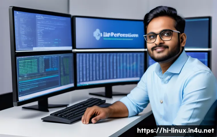 리눅스 자격증 취득 후 경력 개발 성공기 - A professional Indian man in his late 20s, wearing business casual attire and glasses, sitting confi...