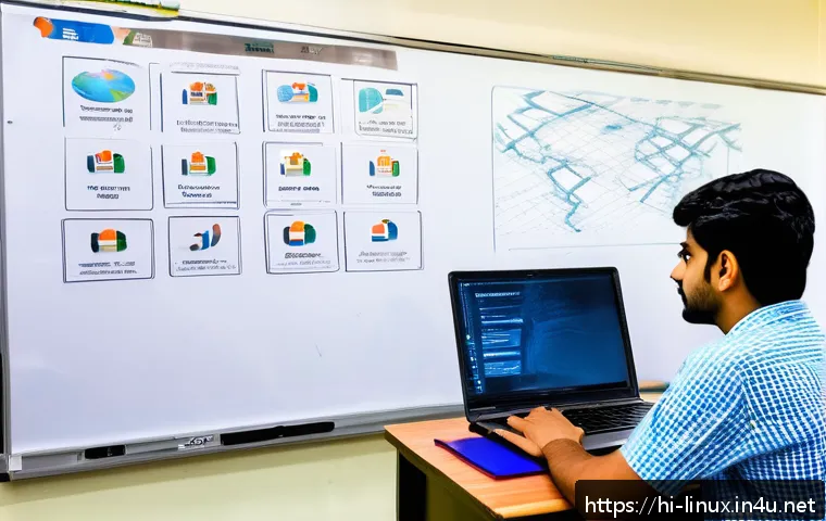 리눅스 실기 시험 대비 네트워크 관리 공부법 - A detailed classroom scene focused on a Hindi-speaking student learning computer networking concepts...