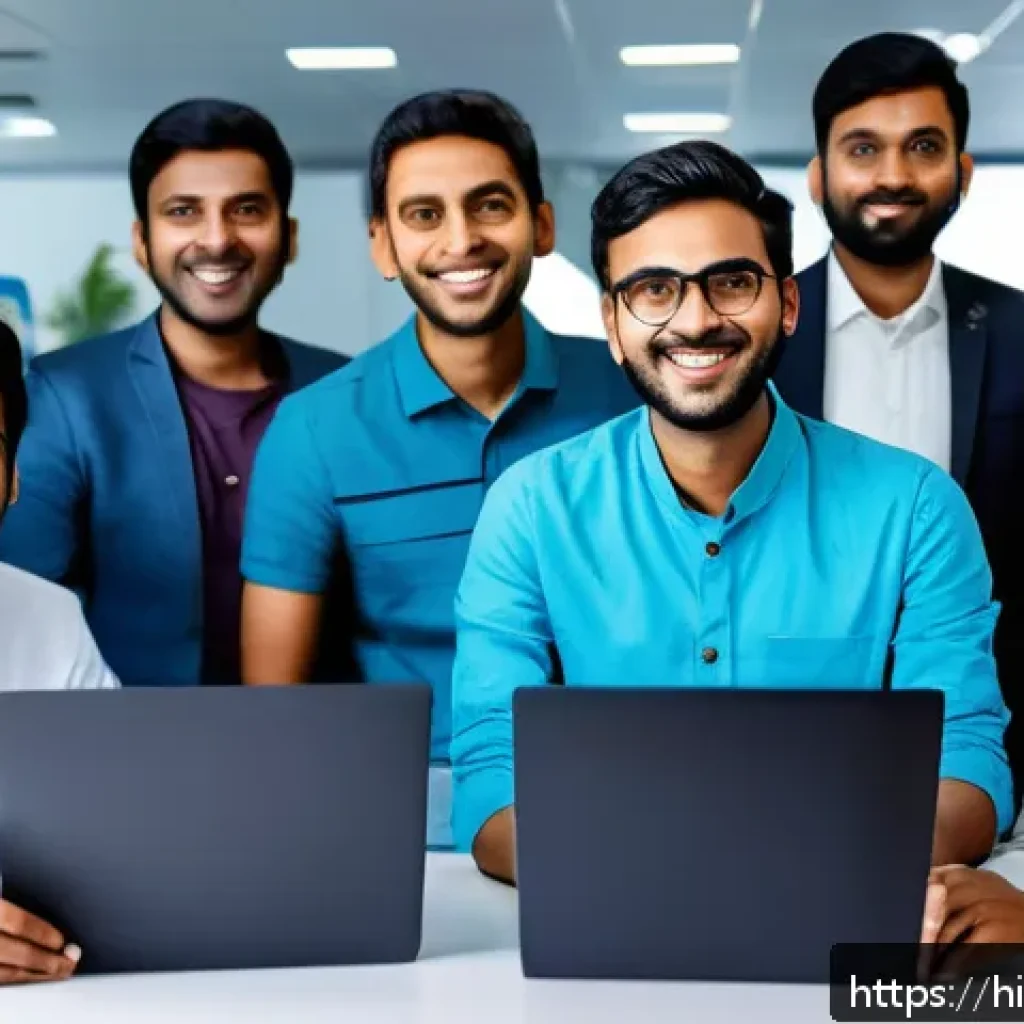 리눅스 자격증을 활용한 스타트업 취업 후기 - A modern Indian startup office environment with diverse young professionals collaborating around lap...