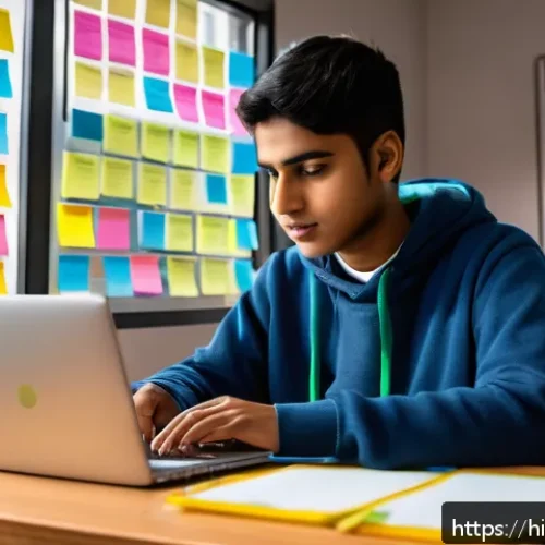 Home 30 리눅스 실기 시험의 난이도 높은 문제 풀이법 - A detailed digital illustration of a Hindi-speaking student preparing for a Linux practical exam, si...