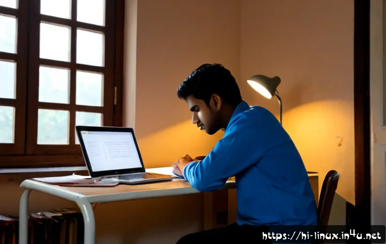 Home 17 리눅스 필기 시험 준비를 위한 효율적인 팁 - Photorealistic Indian university student preparing for a Linux written examination at a neat home st...